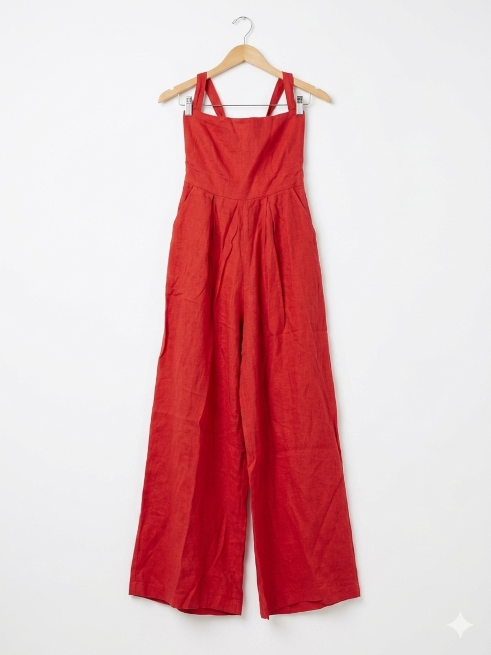 Rumer Sleeveless Red Wide-Leg Linen Jumpsuit